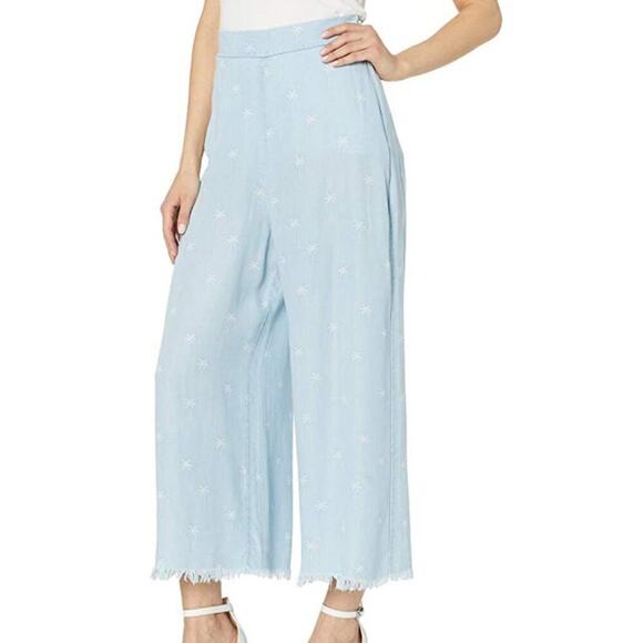 Show Me Your Mumu High Waisted Palm Tree Chambray Culotte Pants Vacation Resort - Picture 4 of 5